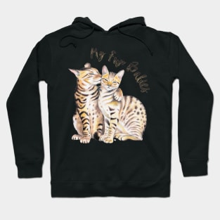 Bengal Cats Love Fur Babies Watercolor Art Hoodie